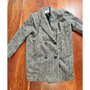 Vintage Ferncroft Wool Peacoat Herringbone USA Made Double Breasted Jacket 12-14